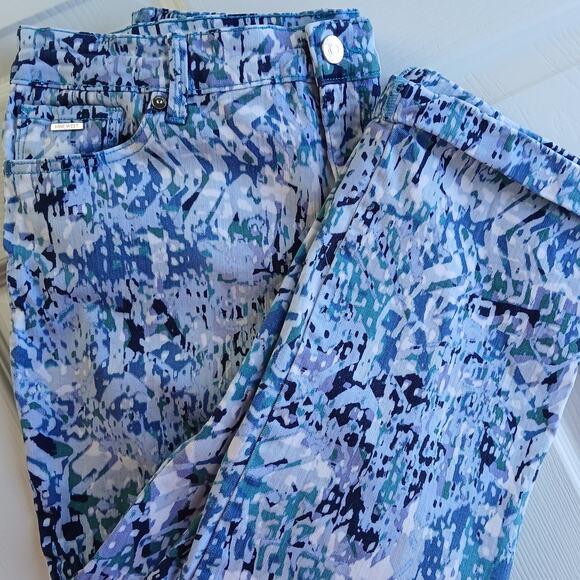 Nine West Chrystie Capri Denim Blue Print 12 stretch soft twill low rise cuffed - Picture 16 of 16